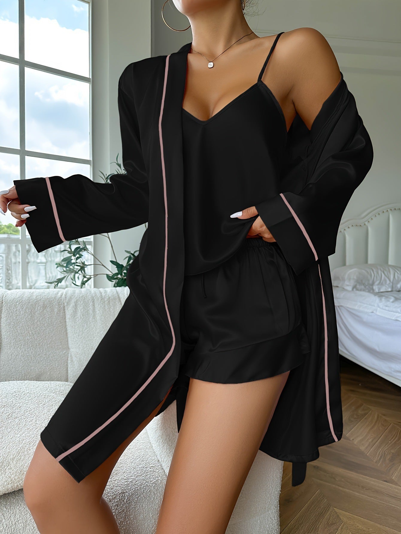 Silk Shorts Three-piece Set | Ajanka Inc.