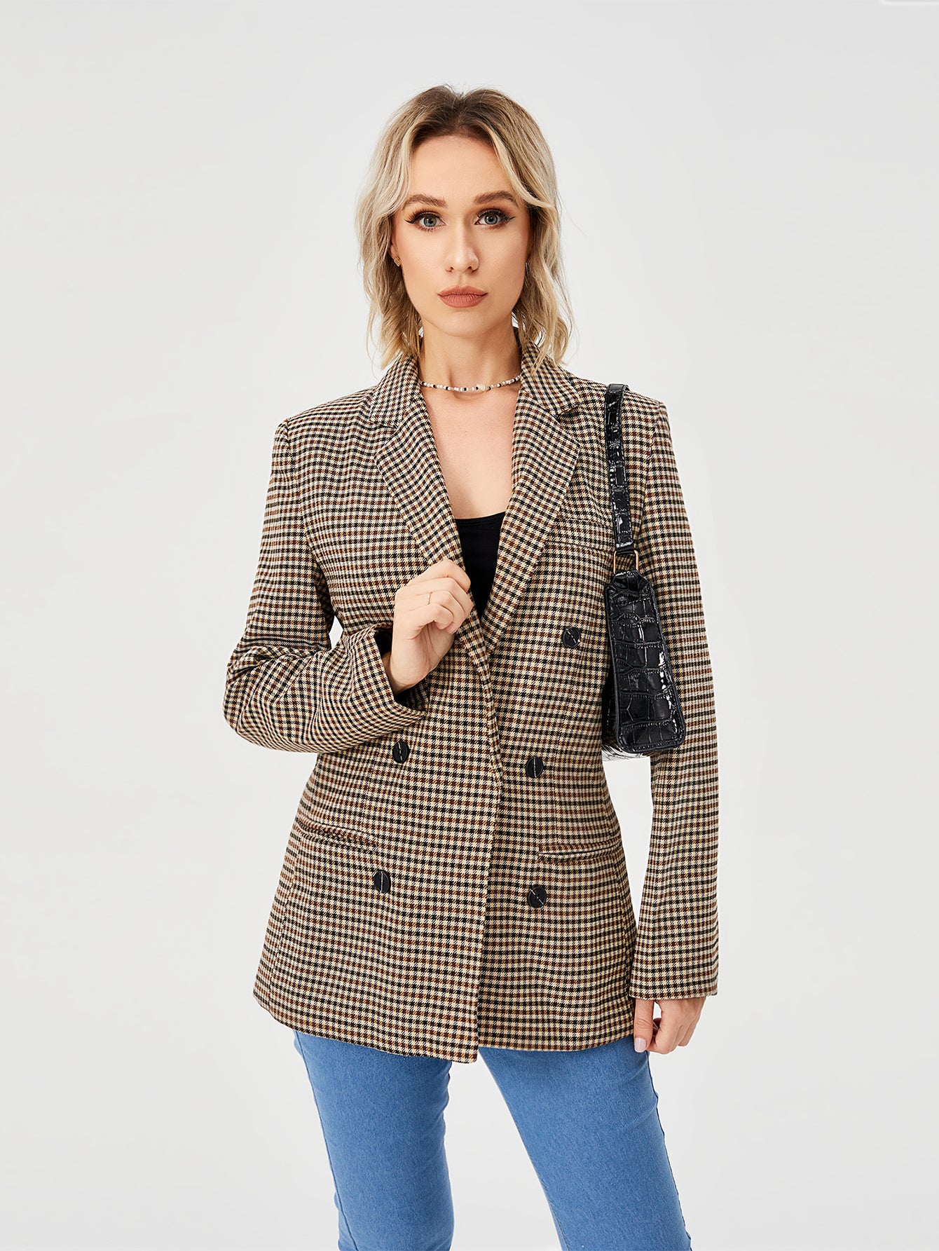 Womens Plaid Blazer