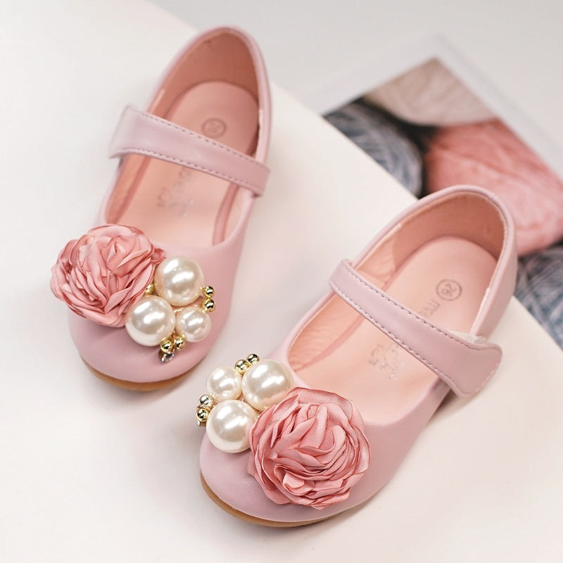 Girls Pearl Bow Princess Shoes