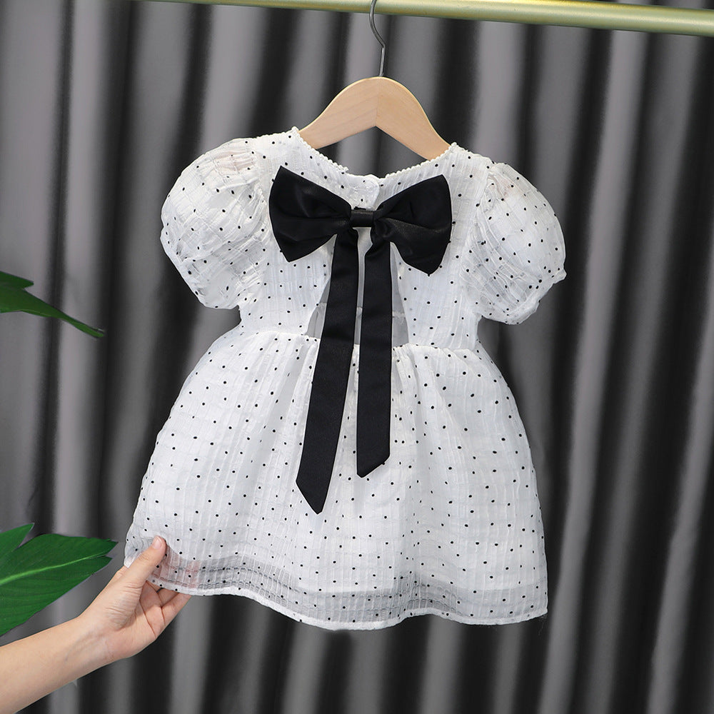 Princess Girl Bow Tie Cotton Dress