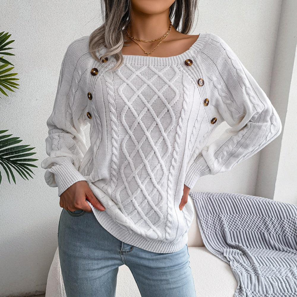 Squared Neck Knitted Sweater