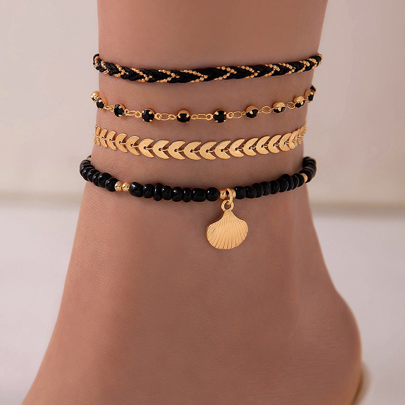 Rice Bead 4 Layer Ankle Chain