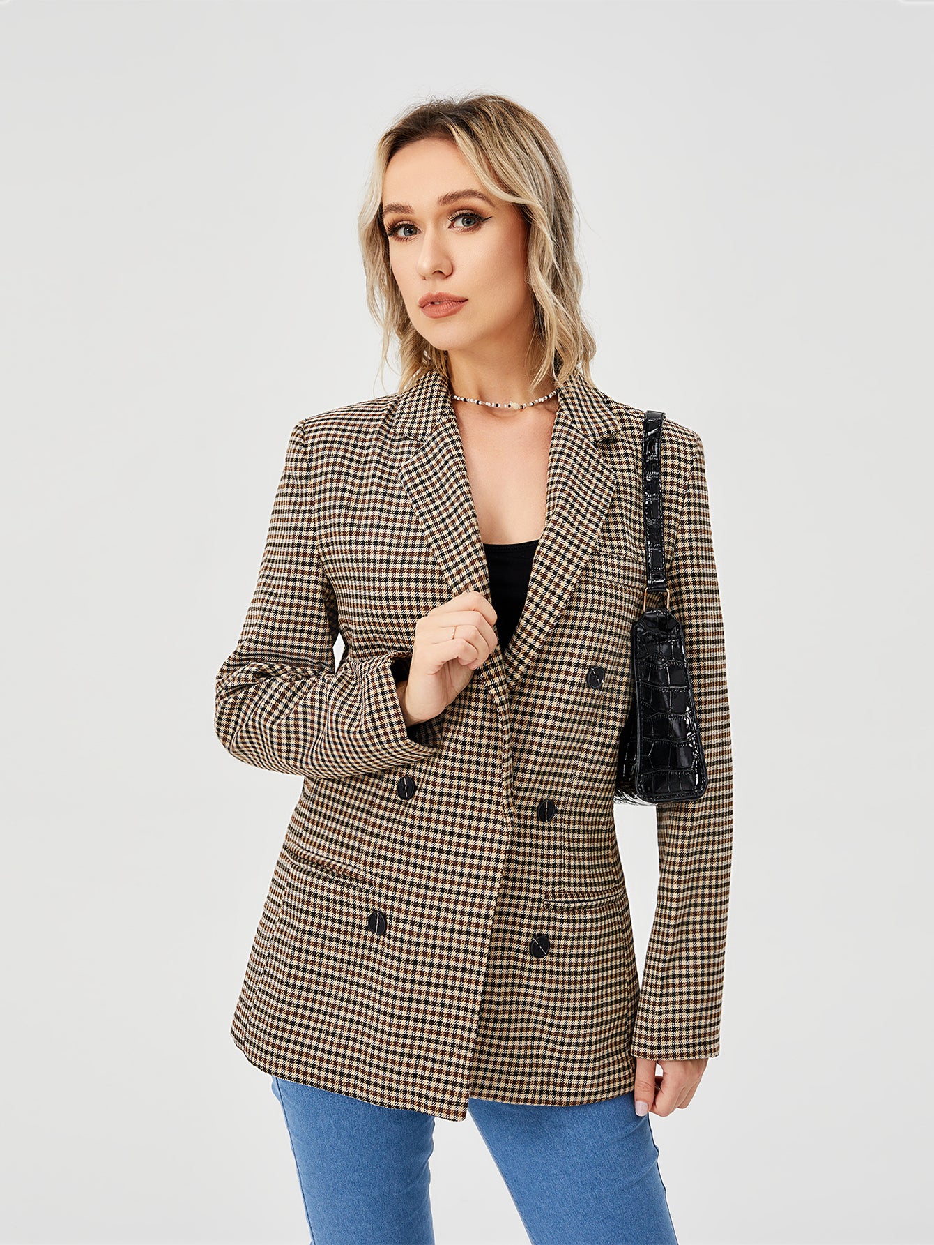 Womens Plaid Blazer
