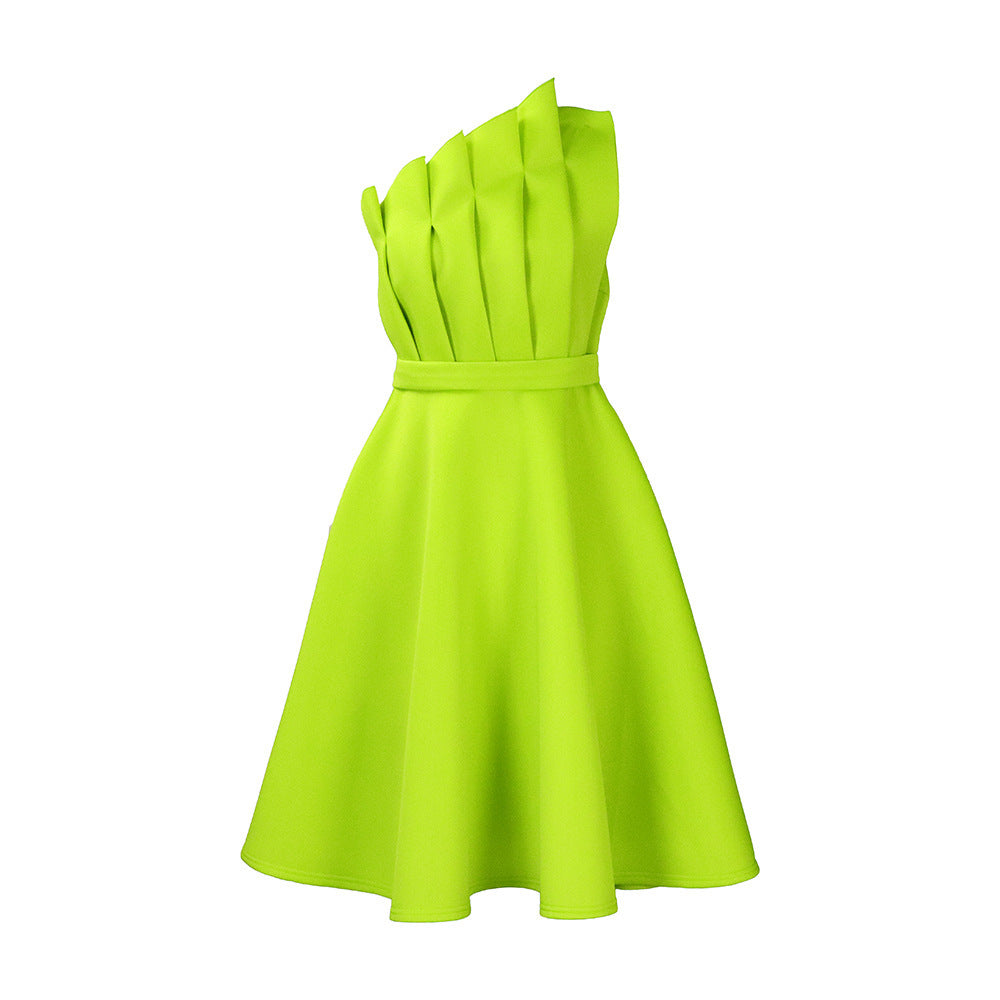 Women's One-shoulder Ruffles Dress