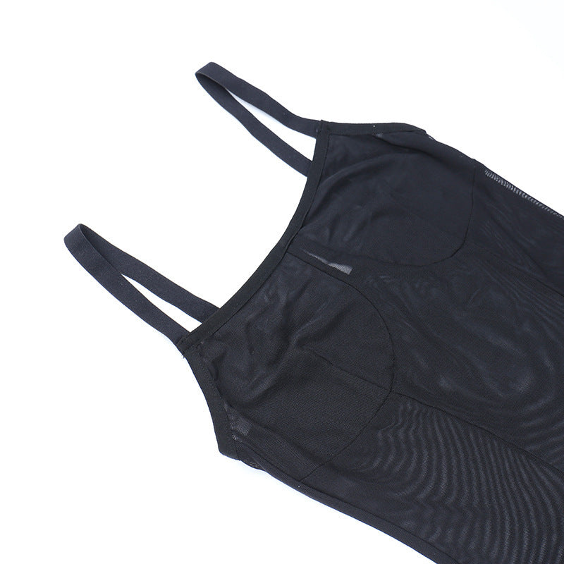 Fluffy Hem Suspender Dress