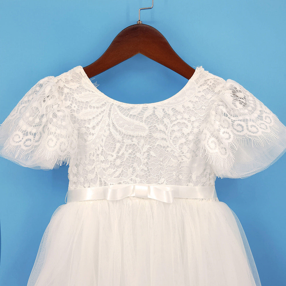 Girl's Flying Sleeve White Dress