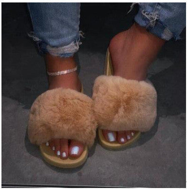 Rhinestone Furry Sandals Ajanka Inc