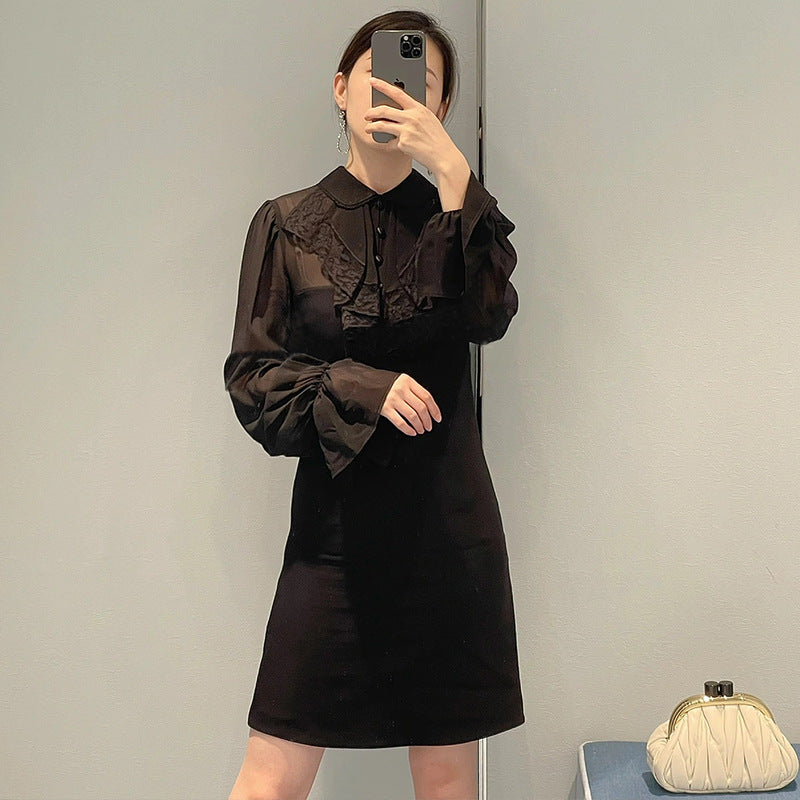 Classic Flared Ruffle Neck Dress | Ajanka Inc.