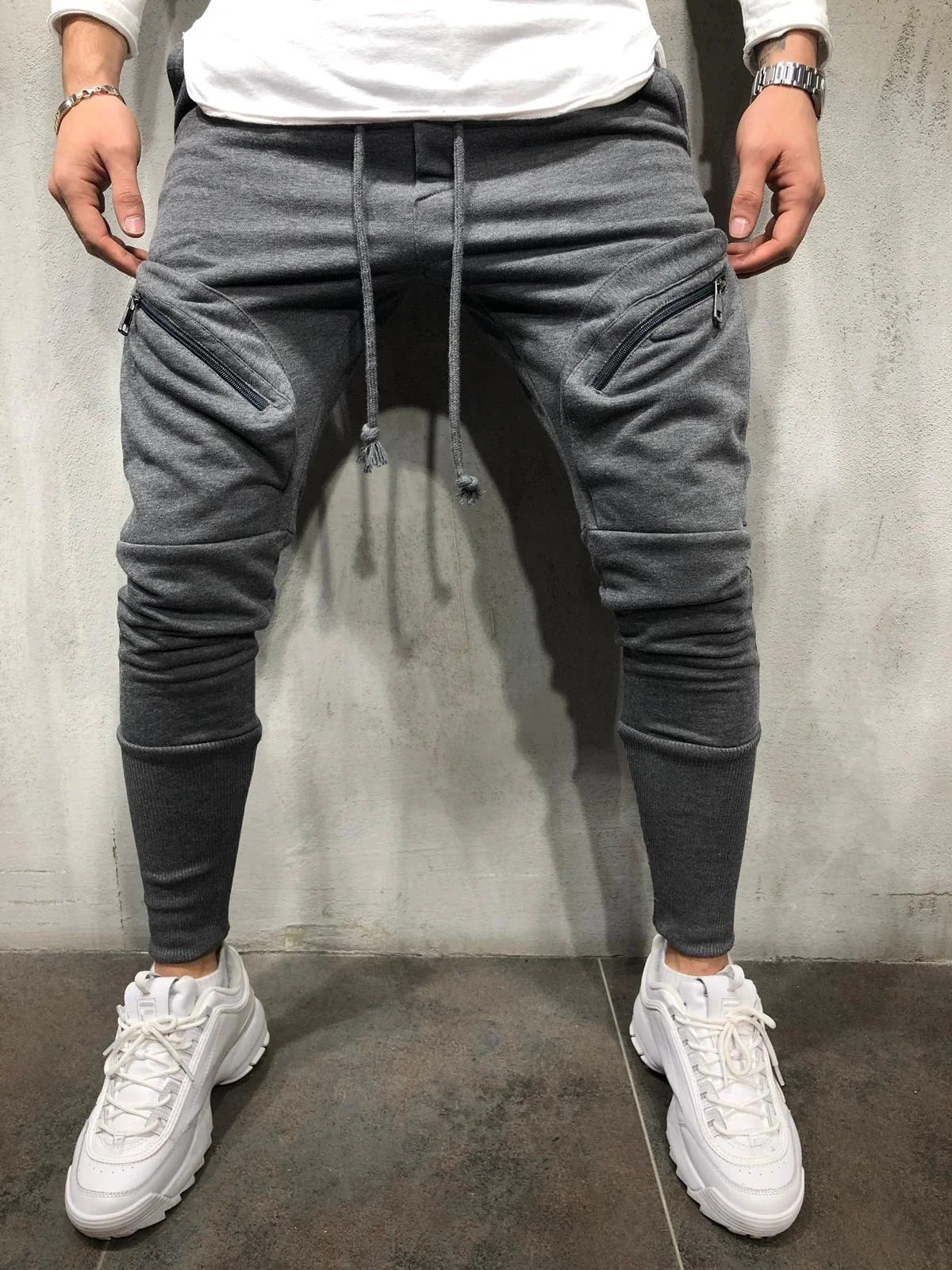 Men Zippered Sports Pants