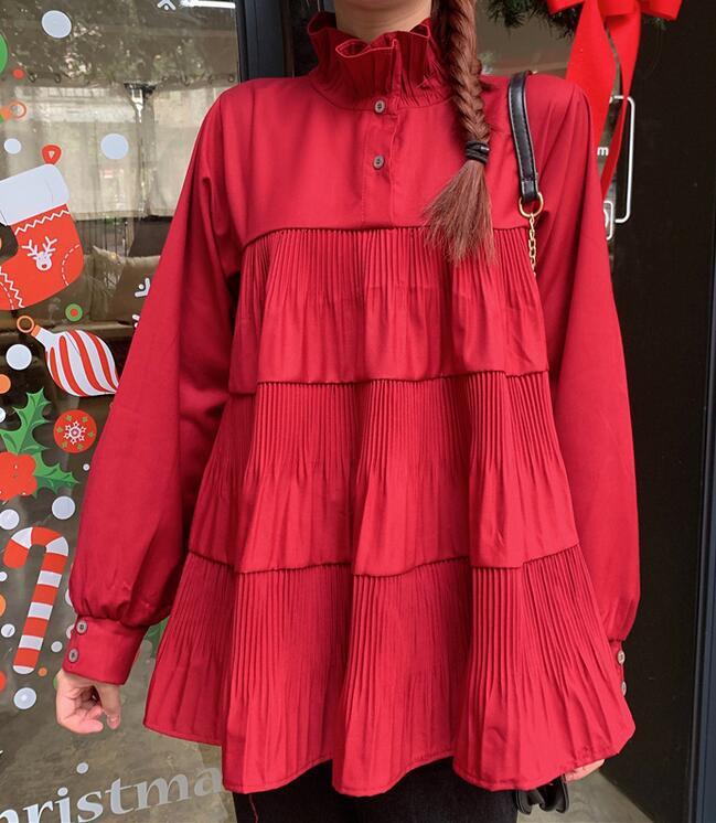 Ruffled High Collar Blouse