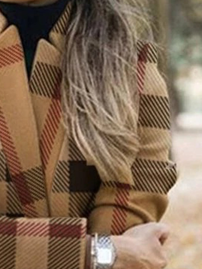 Printed Stand Collar Woolen Coat