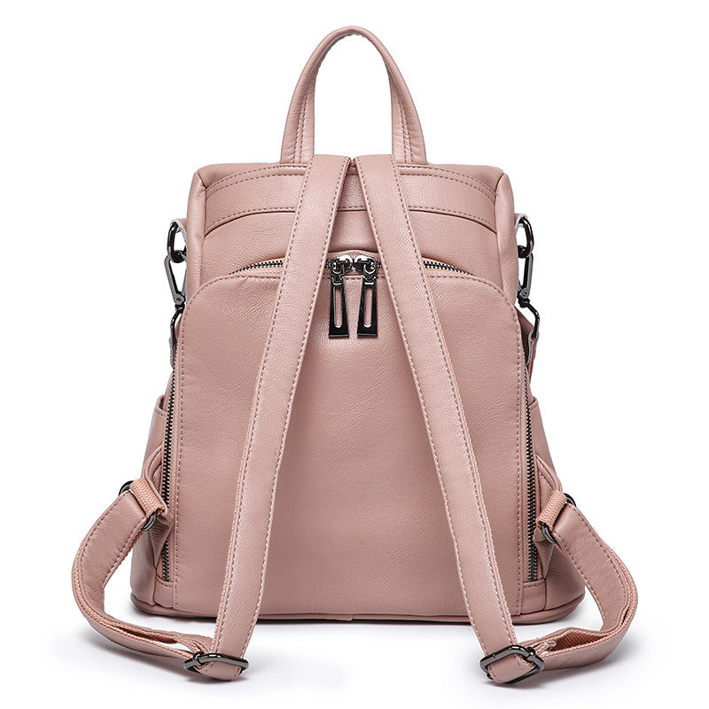 Large Capacity Soft Leather Backpack