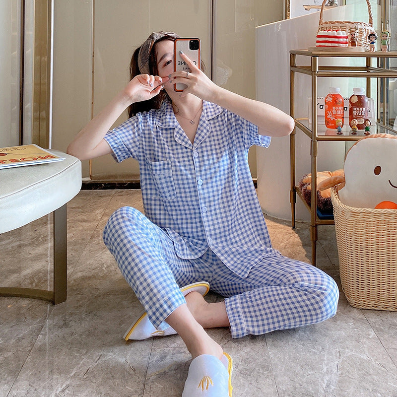 Women's Short-sleeved Silk Pajamas