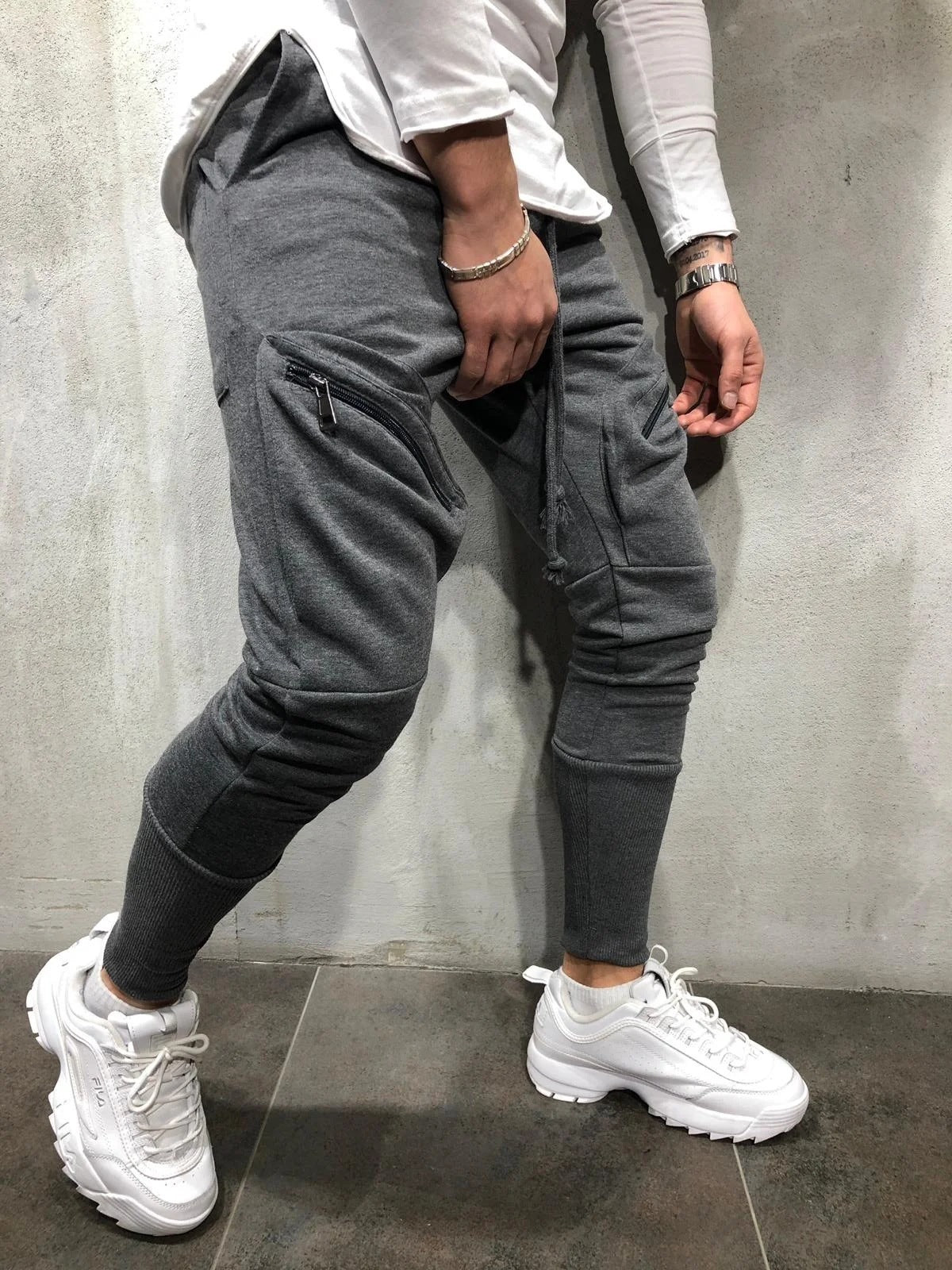 Men Zippered Sports Pants