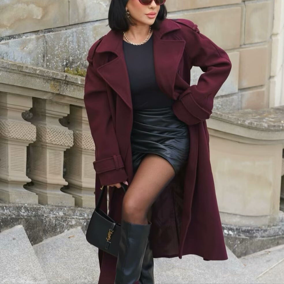 Women's Double-breasted Trench Coat w/Belt