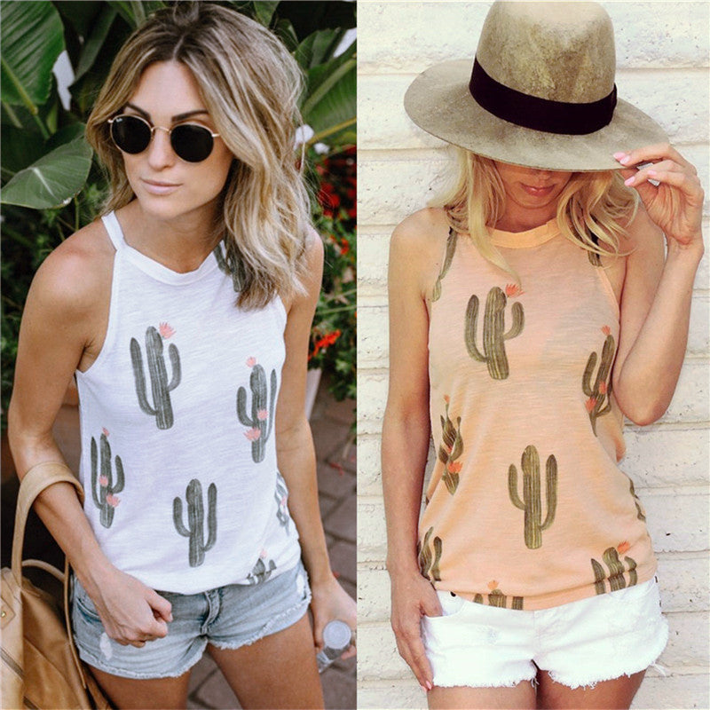 Women's Cactus Print T Shirt