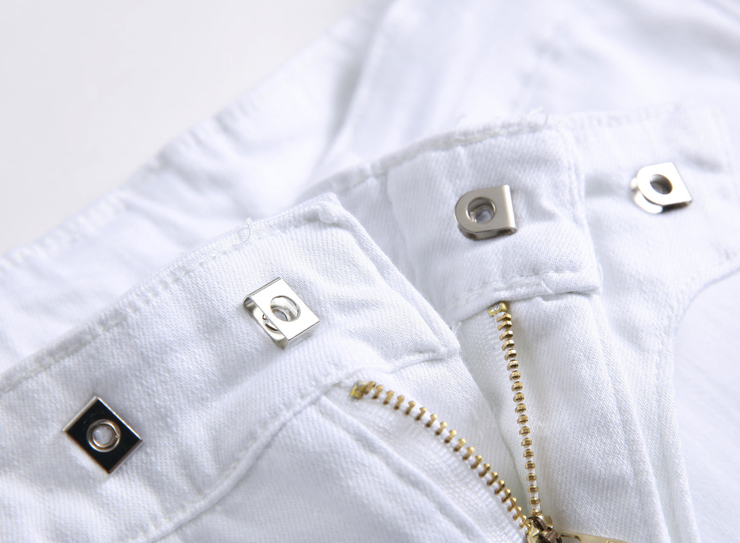 Men's White Slim Fit Denim Shorts