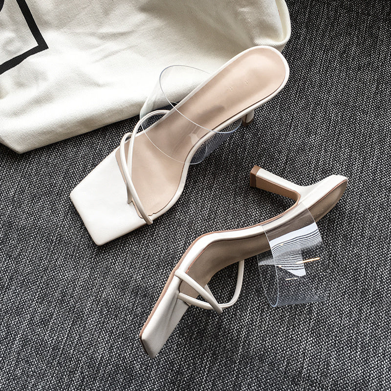 Women's Square Toe Transparent Sandals