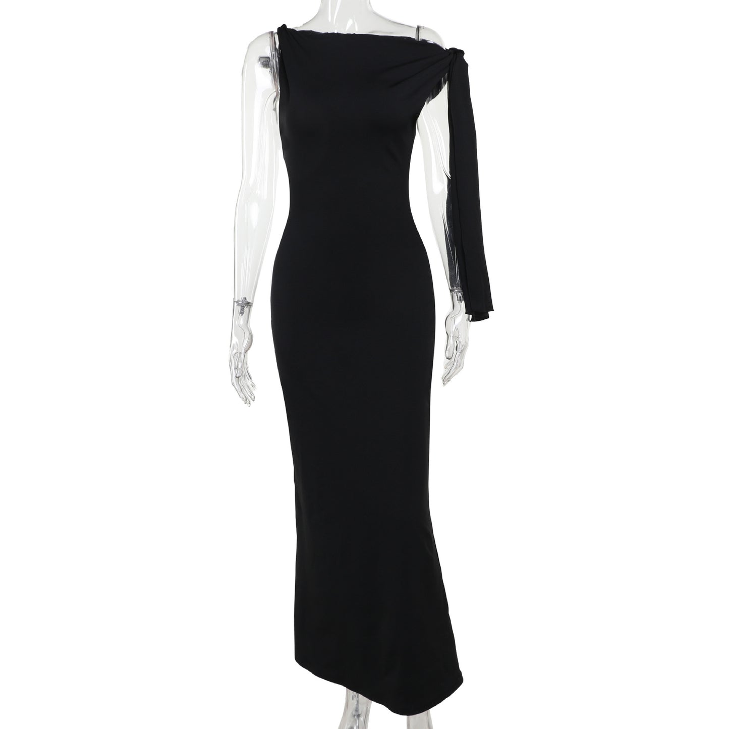 One-shoulder Ribbon Long Evening Dress