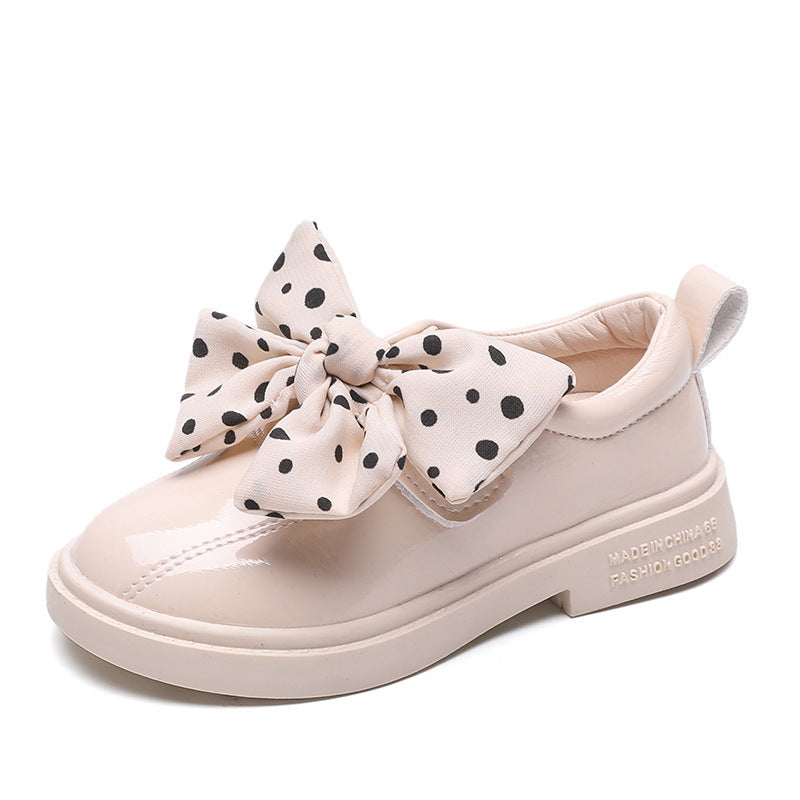 Polka Dot Bow Patent Leather Shoes