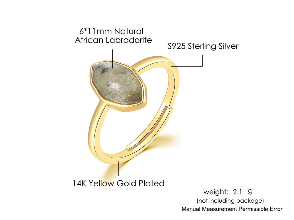 Natural African Labradorite Ring