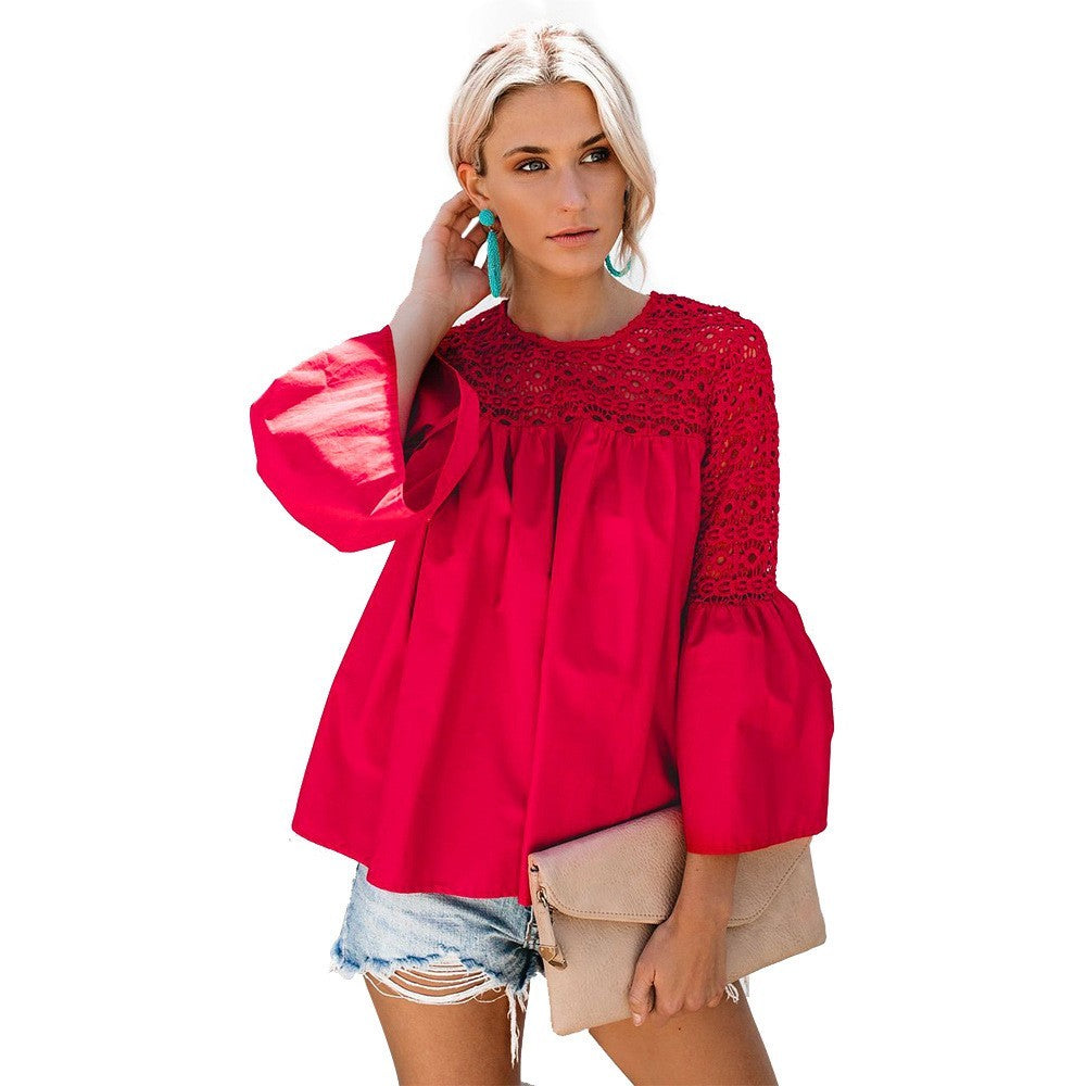 Women's Round Neck Lace Blouse