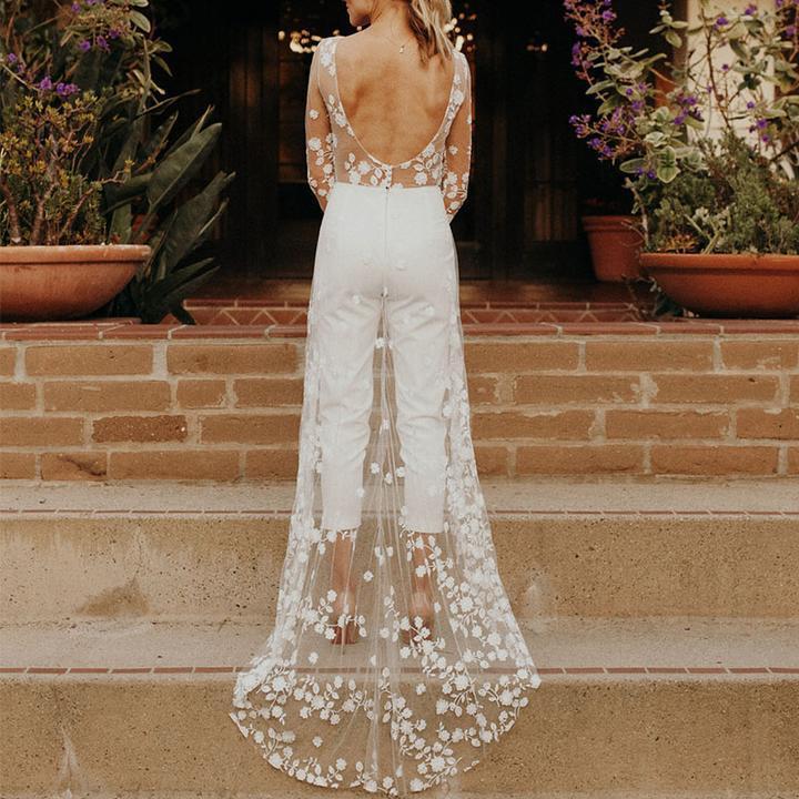 Ladies White Lace Jumpsuit
