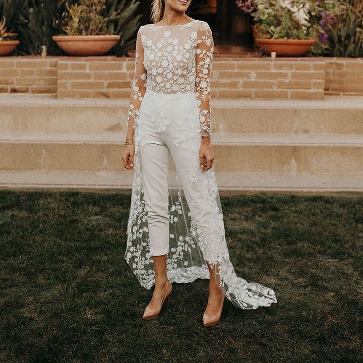 Ladies White Lace Jumpsuit