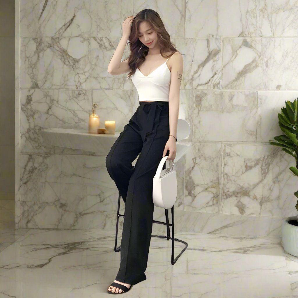 Front Seam Wide Leg Dress Pants