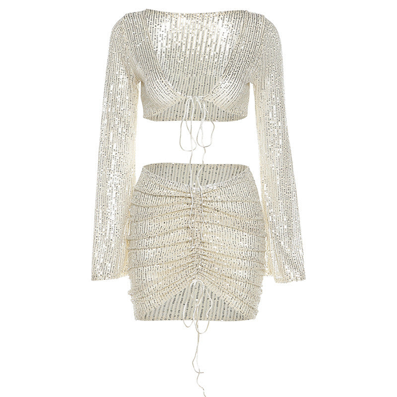 2 Pcs High Waist Skirt Suit