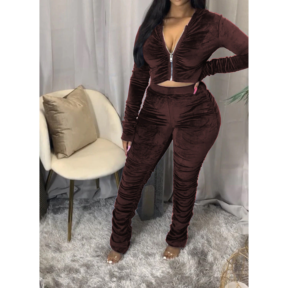 Women's Zippered Sports 2 Pcs Set
