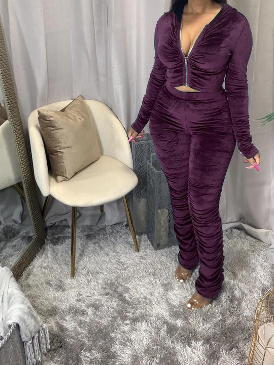 Women's Zippered Sports 2 Pcs Set