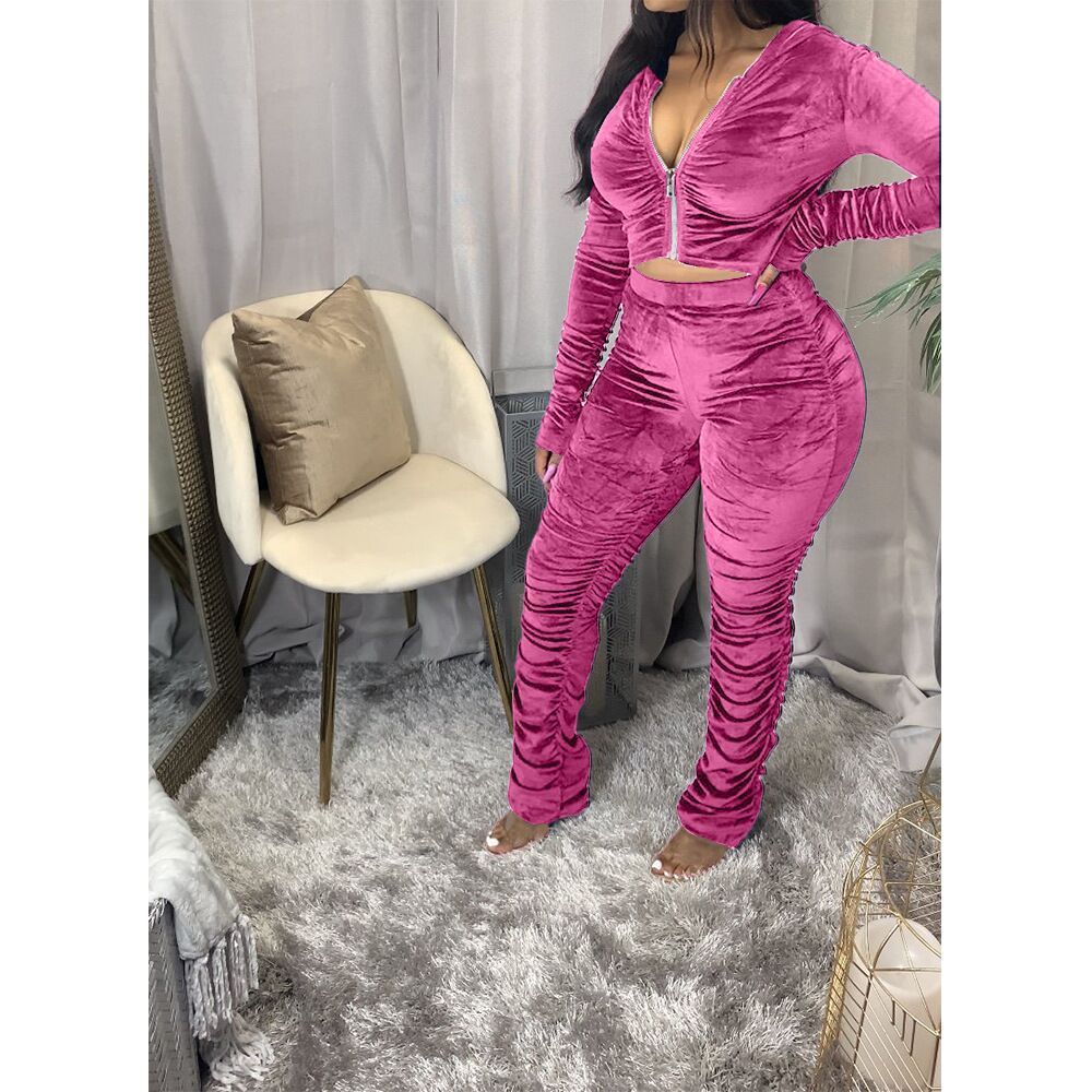 Women's Zippered Sports 2 Pcs Set