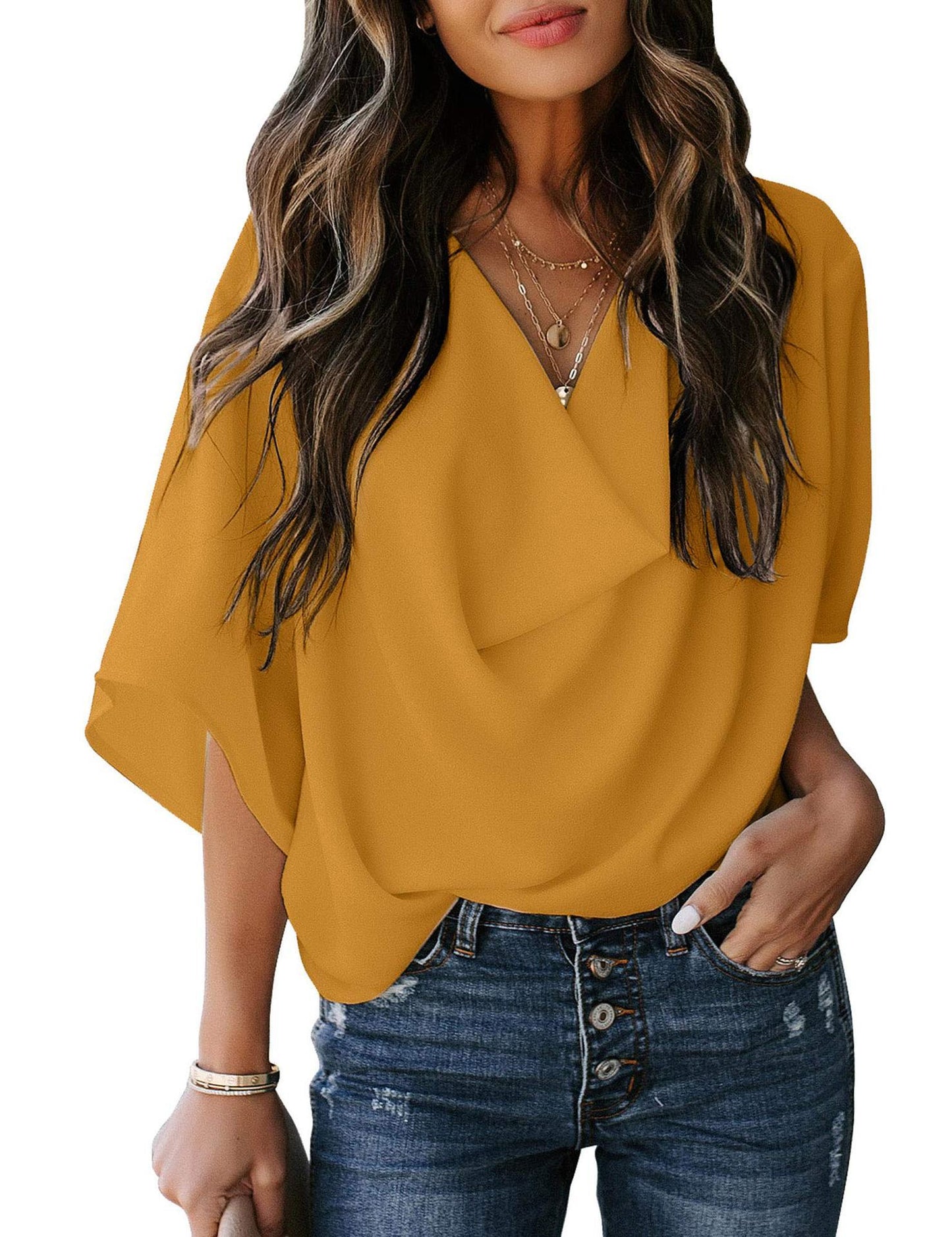 Cold Neck Chiffon Top