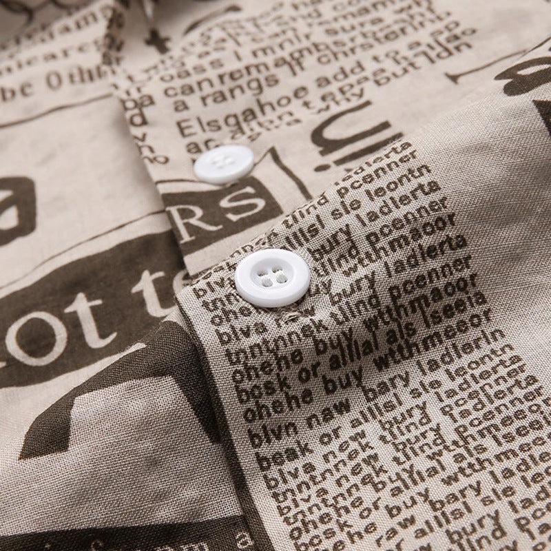 Vintage Newspaper Print Shirt