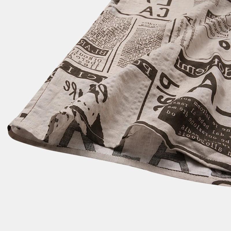 Vintage Newspaper Print Shirt
