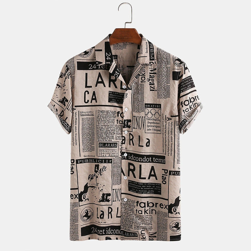 Vintage Newspaper Print Shirt