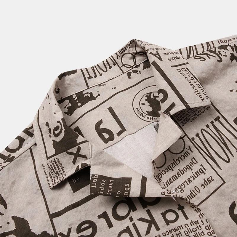 Vintage Newspaper Print Shirt