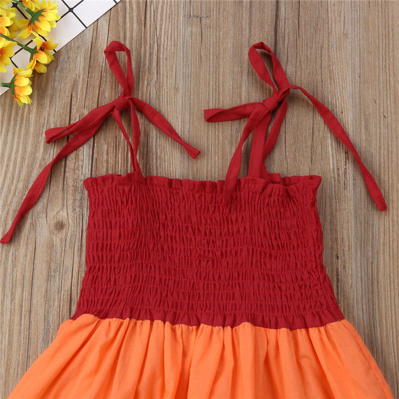 Girls Rainbow Suspender Dress