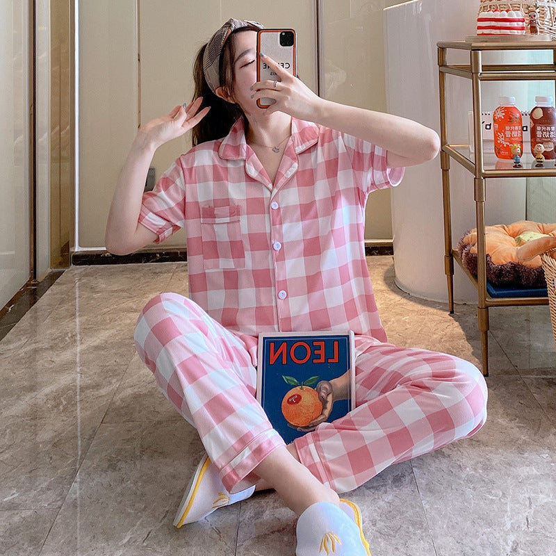 Women's Short-sleeved Silk Pajamas