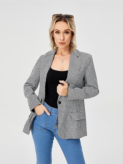 Womens Plaid Blazer