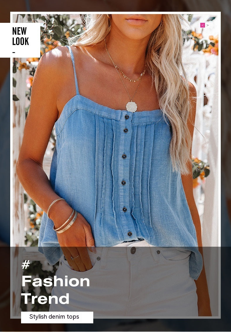 Square Neck Denim Camisole
