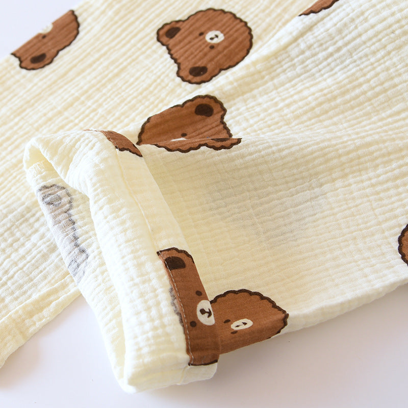 Long Sleeve Gauze 100% Cotton Pajamas