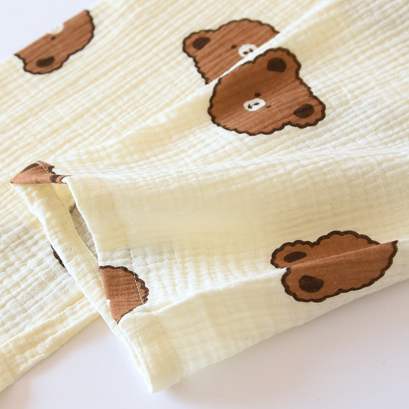 Long Sleeve Gauze 100% Cotton Pajamas