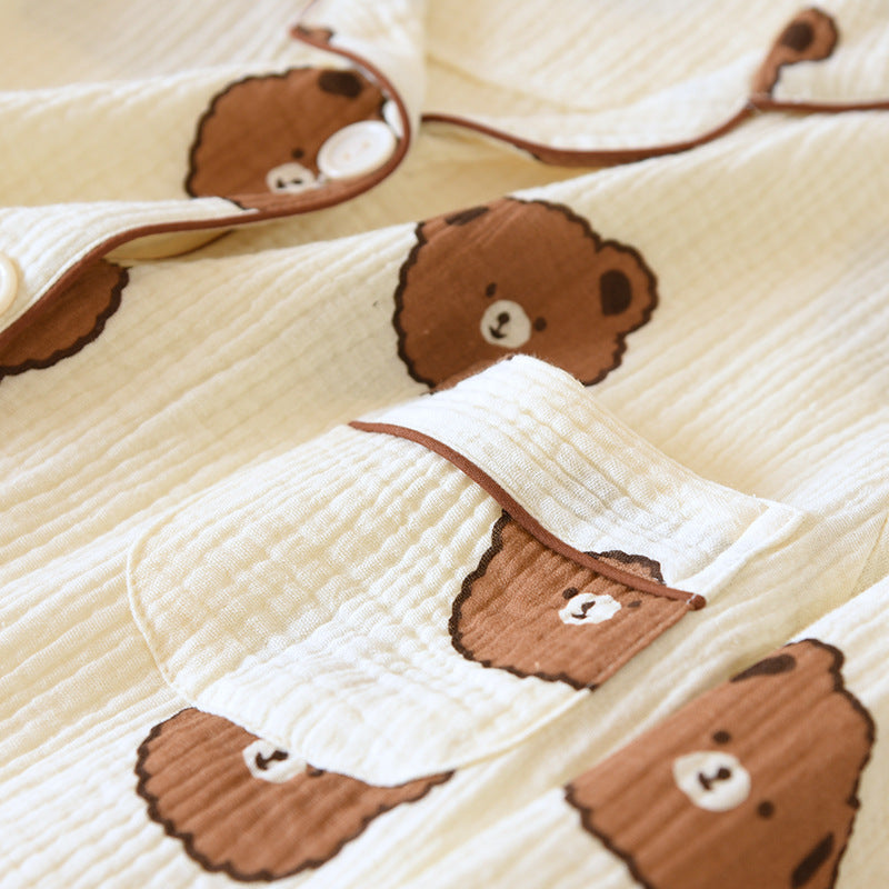 Long Sleeve Gauze 100% Cotton Pajamas