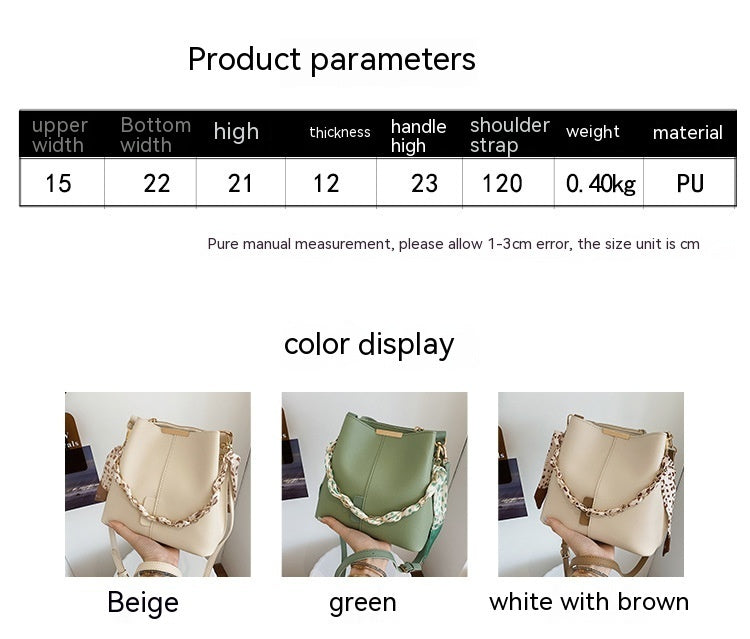 Women's Retro Silk Scarf Bucket Bag