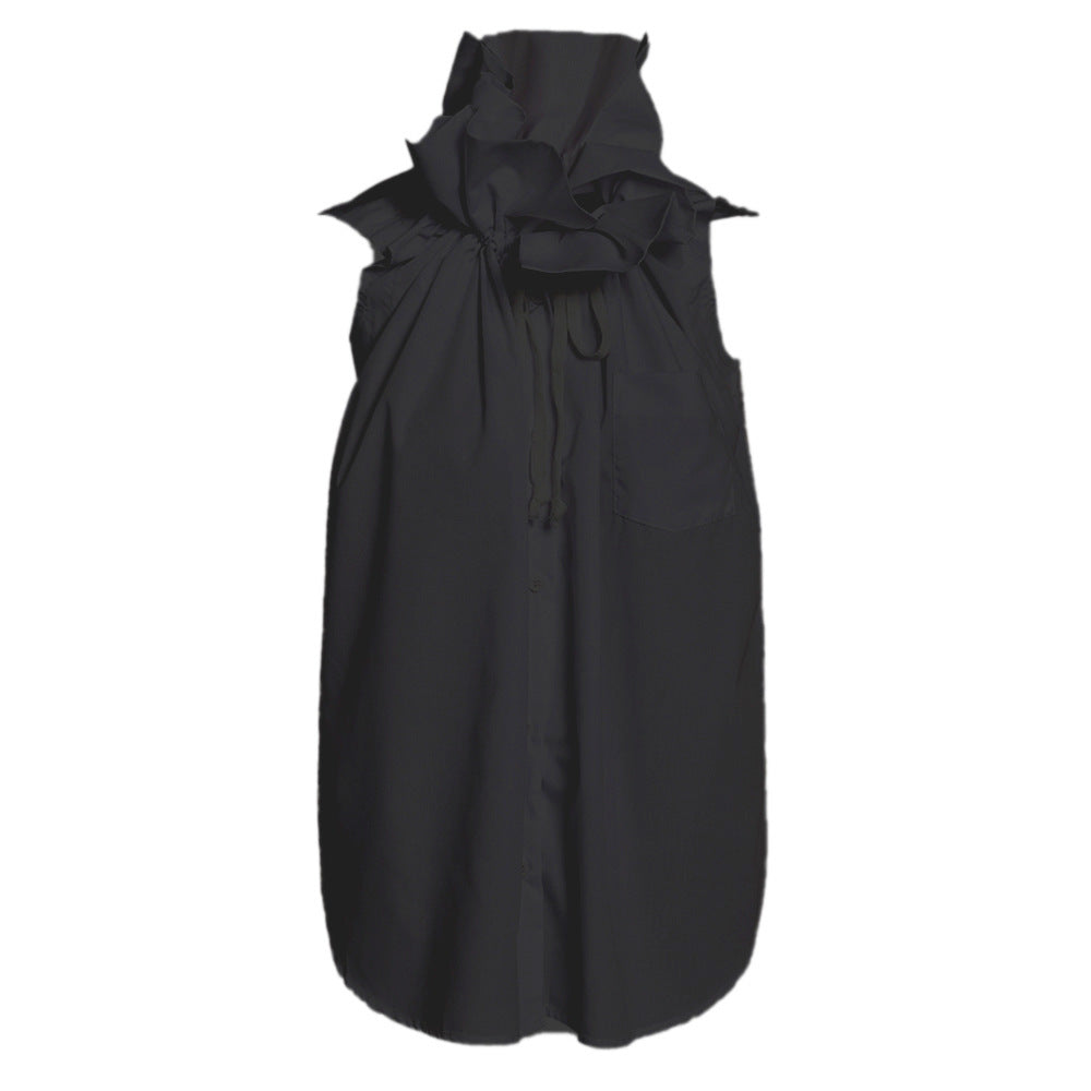 Women's Sleeveless Standing Collar Shirt