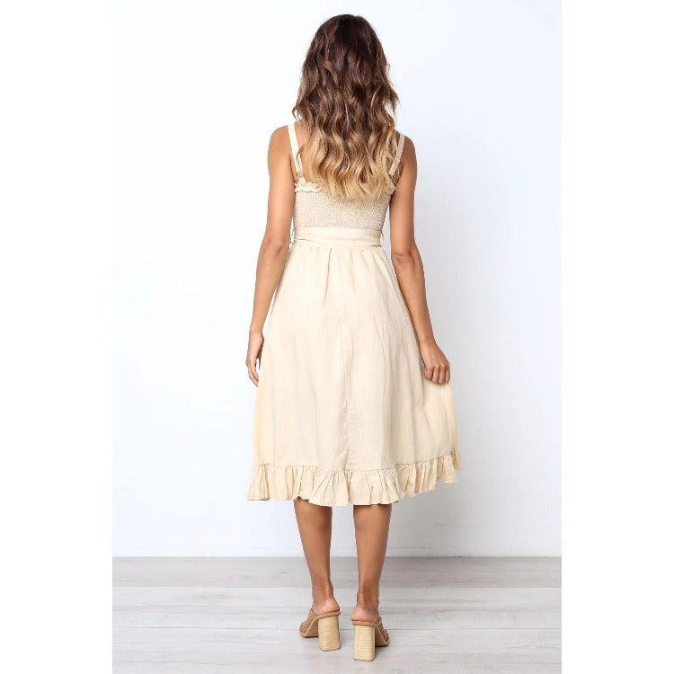 Cotton Ruffled Mid-length Dress