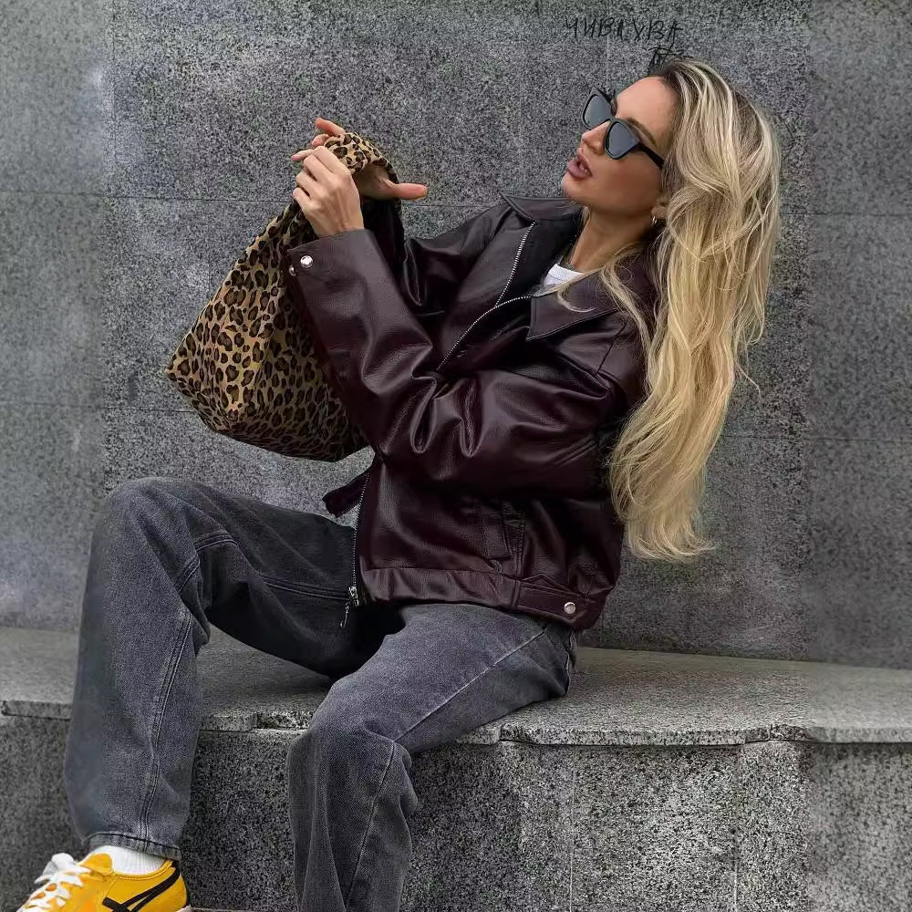 Zippered Leather Jacket