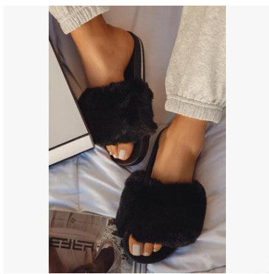 Rhinestone Furry Sandals Ajanka Inc